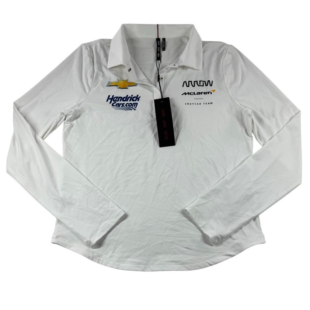 Sun Day Red Arrow McLaren Hendrick Indycar Golf Polo Womens S White Long Sleeve